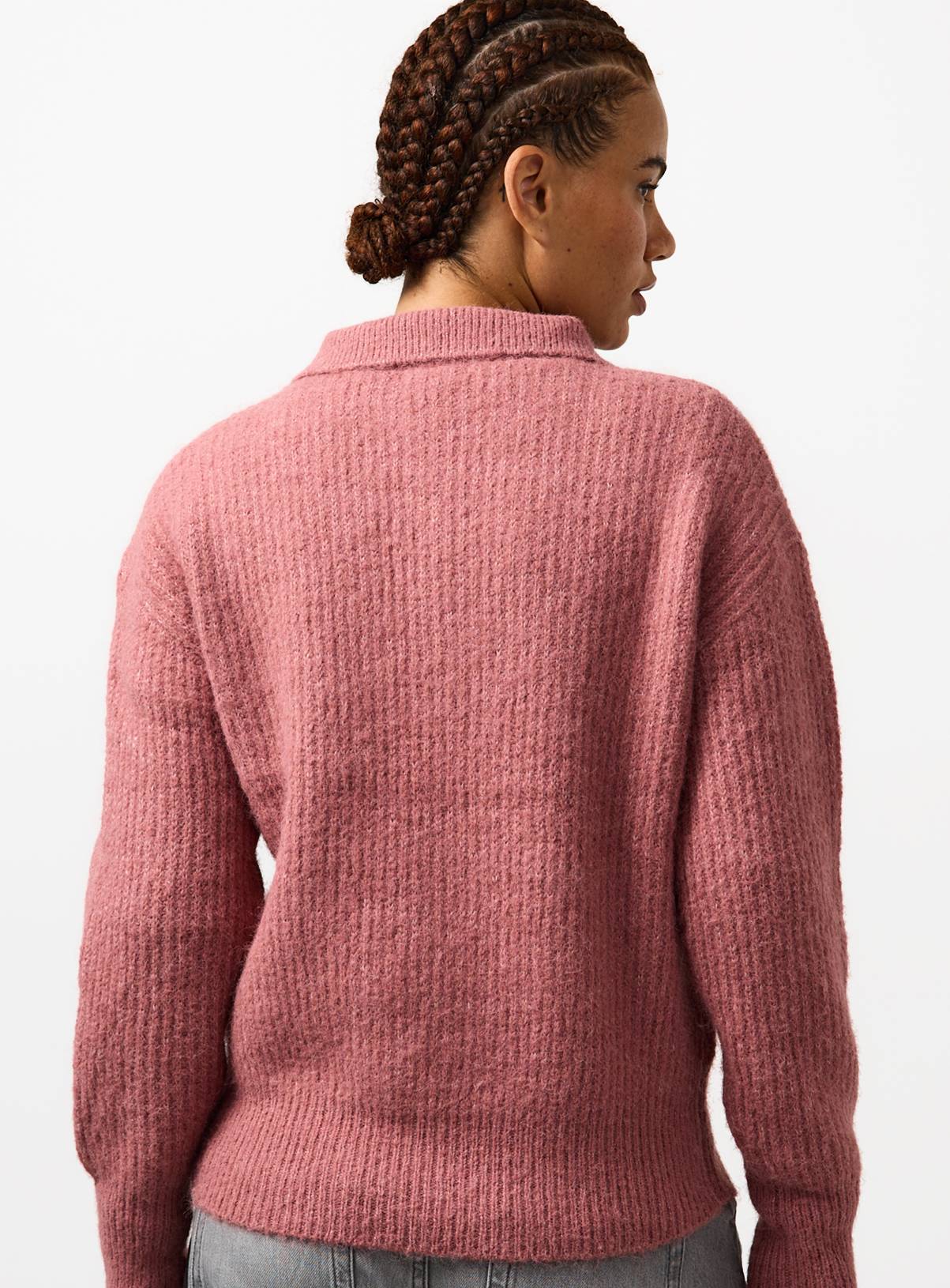 Pink Half Zip Collar Jumper  8 - Image 4